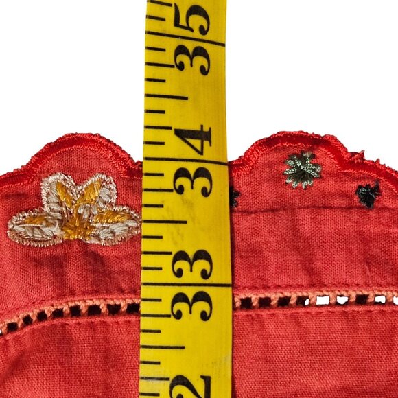 Free People Red Flower Embroidered Halter Dress Med Boho Summer Beachy Festival - Picture 12 of 14